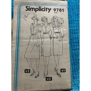 Simplicity 9781 Sewing pattern shirt dress 1980s size 12